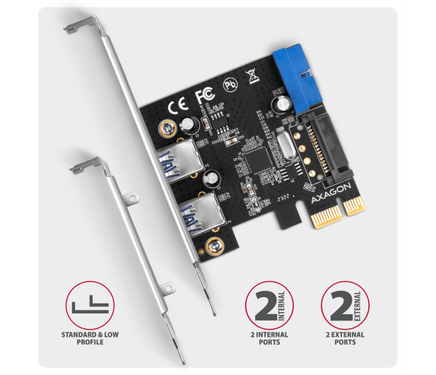 AXAGON Kontroler PCIe 2+2x port USB 3.2 GEN - 1317154 - zdjęcie 3